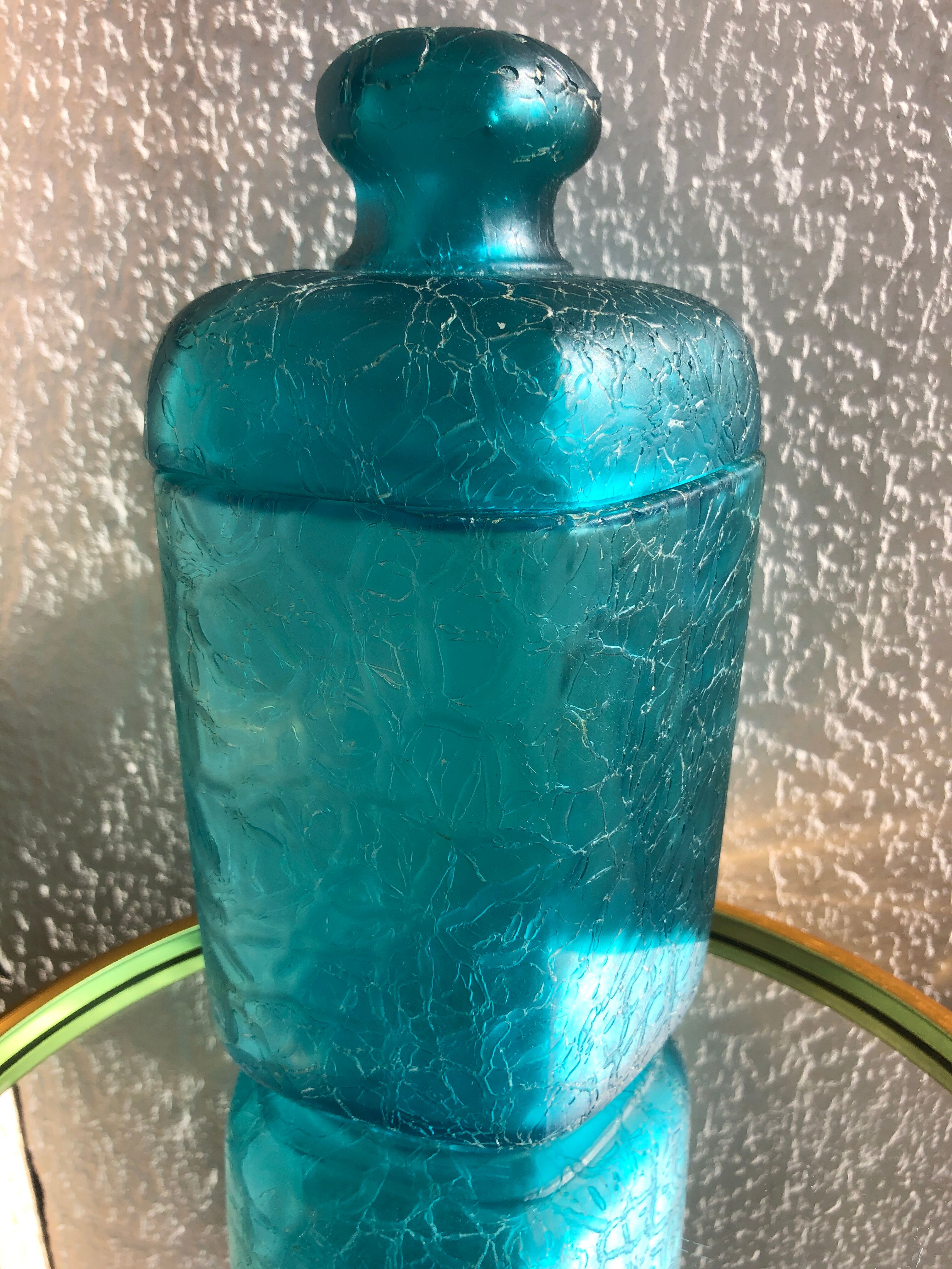 Marcel Franck cotton pot in blue glass 40s