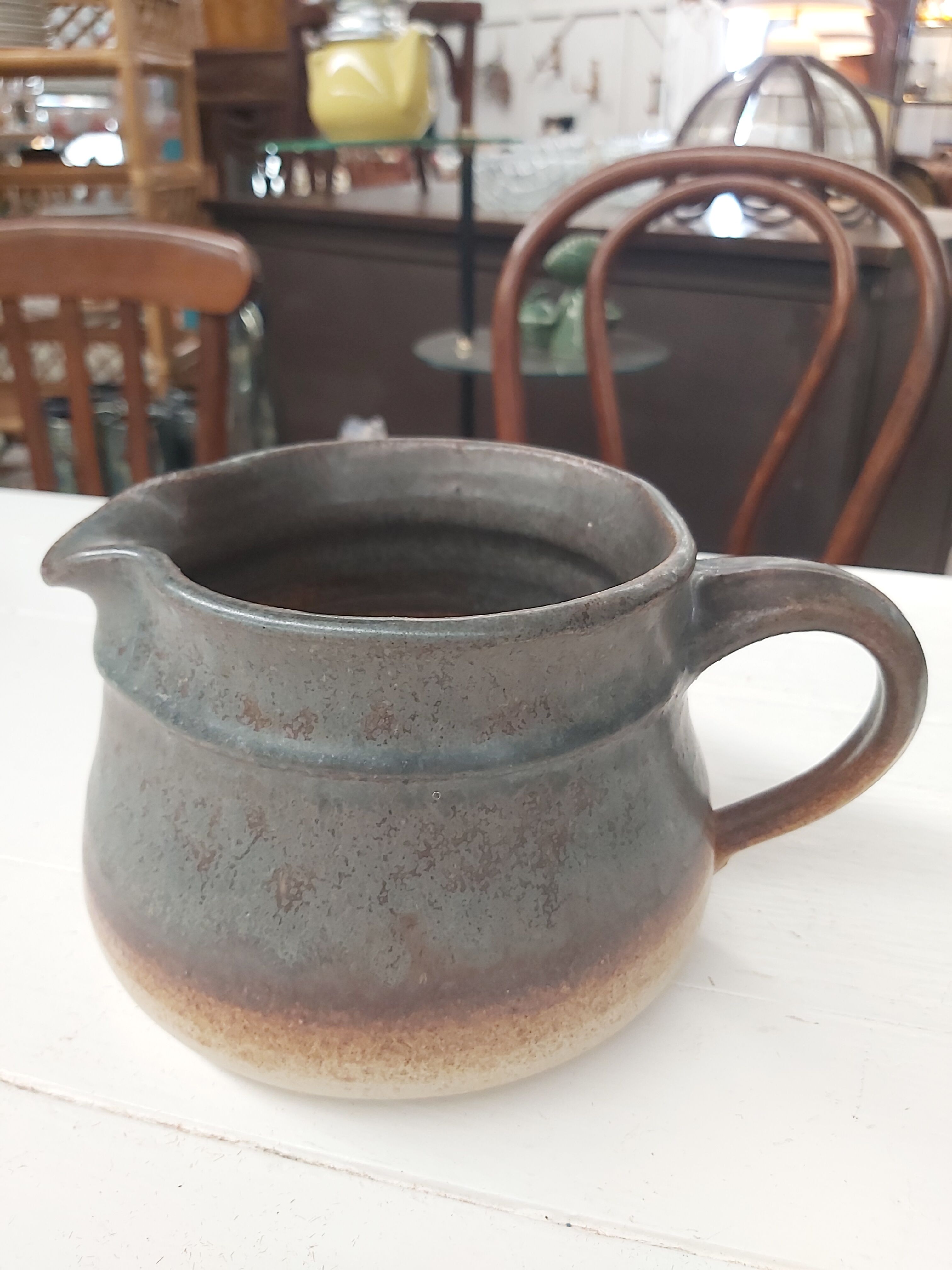 Enamelled stoneware pitcher