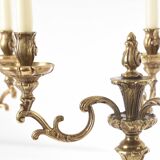 Pair of antique 6-arm bronze candelabras, 19th century