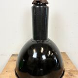 Set of 4 Industrial Bauhaus Black Enamel Pendant Lamps, 1960s