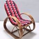 1970s Postmodern Bamboo Rocking Chair with Vintage Fabric Cushion