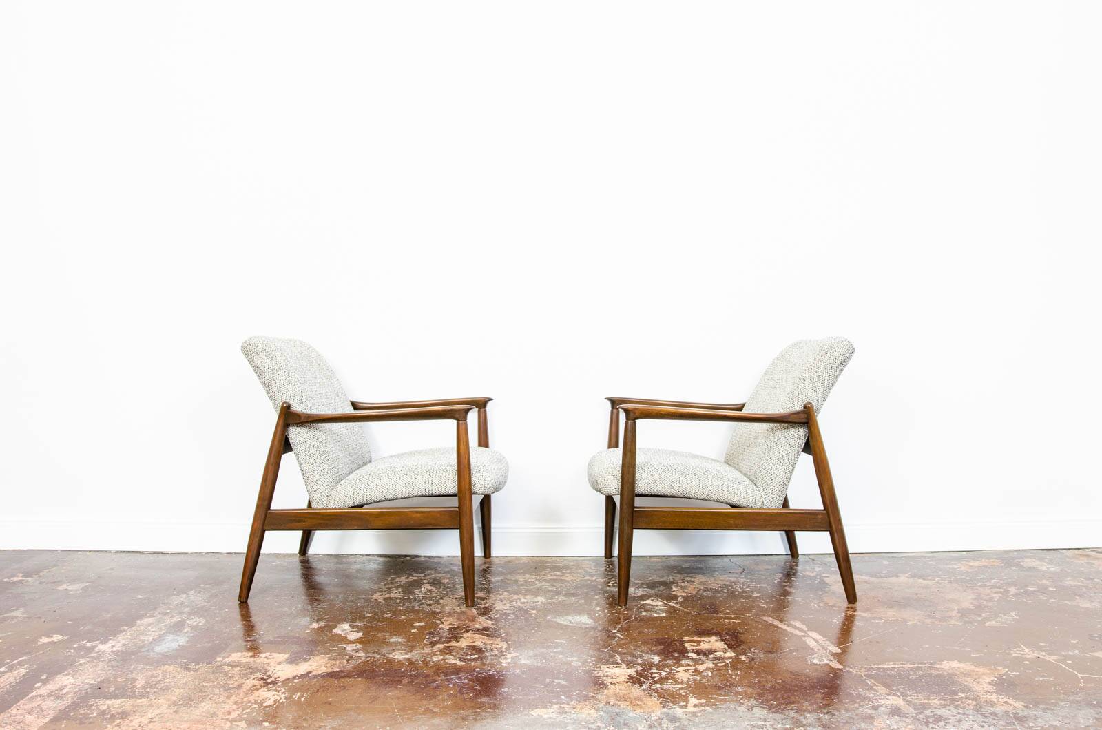 Pair of mid century green gfm64 armchairs by edmund homa, 1960's