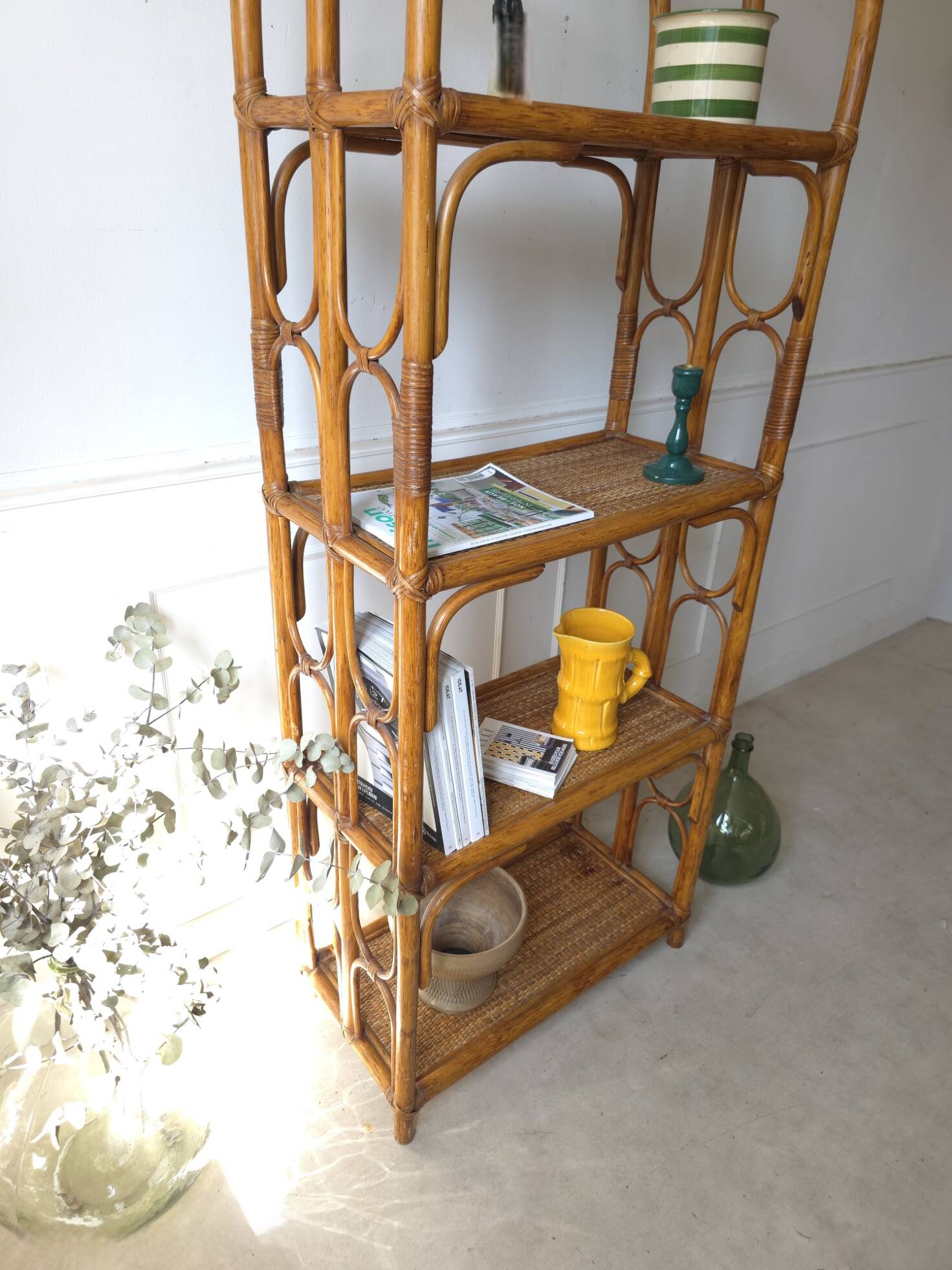 Vintage rattan shelf