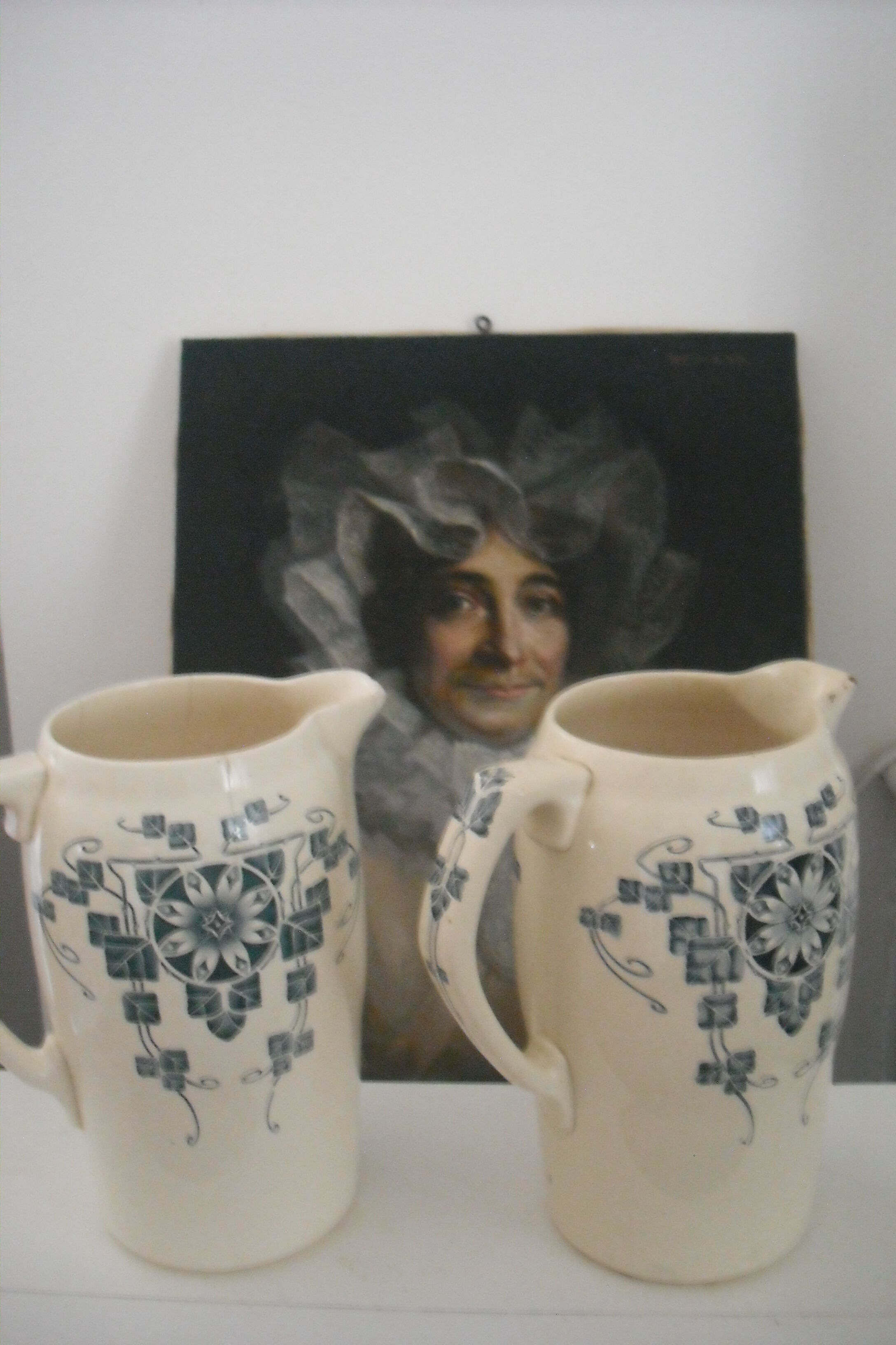 Two earthenware water brocs "Carmen" Longchamps