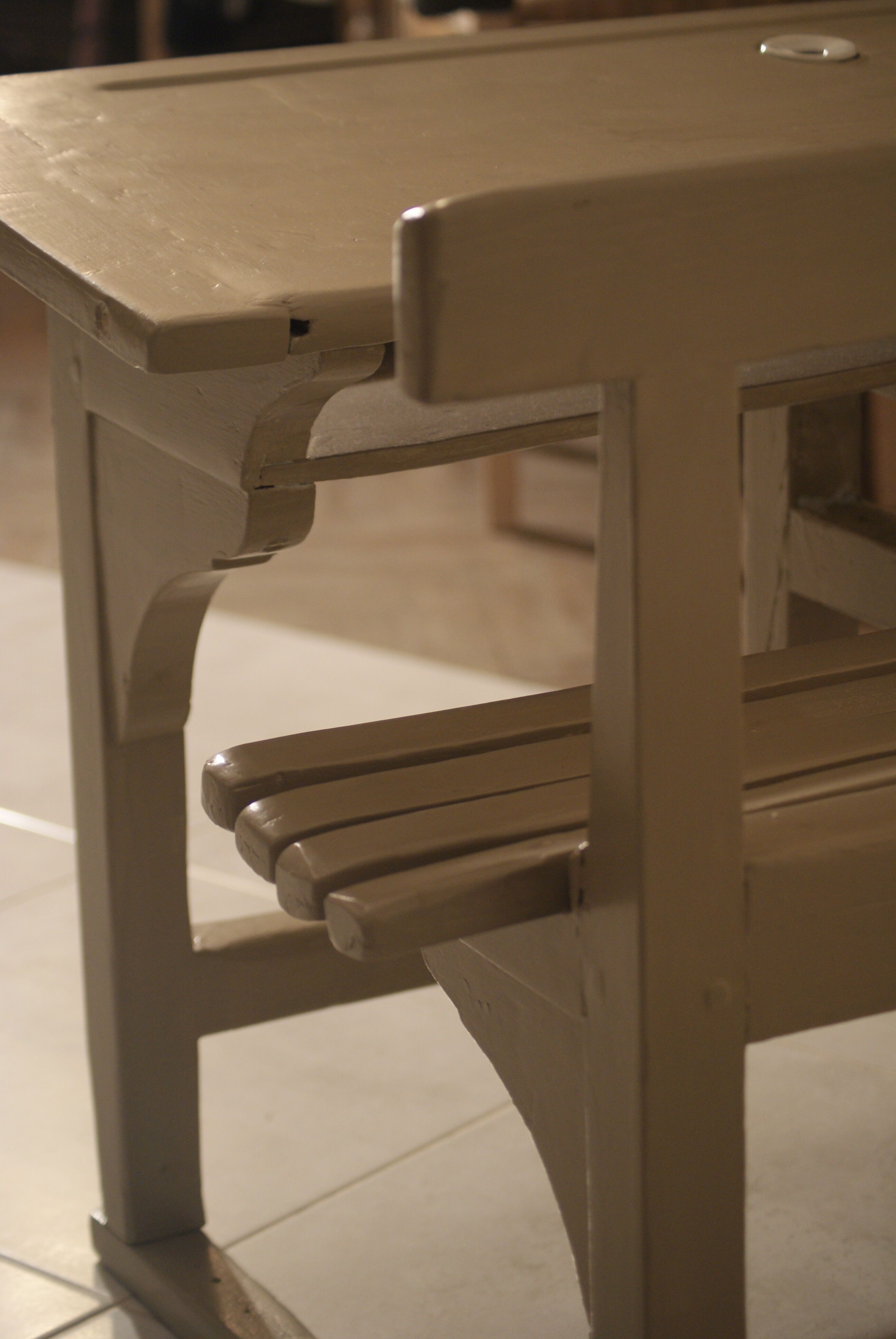 Old desk double wooden school desk