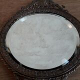 Old brass hand mirror - 25x12cm