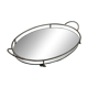 Oval chrome and mirror plateau, mid-century reflective piece.