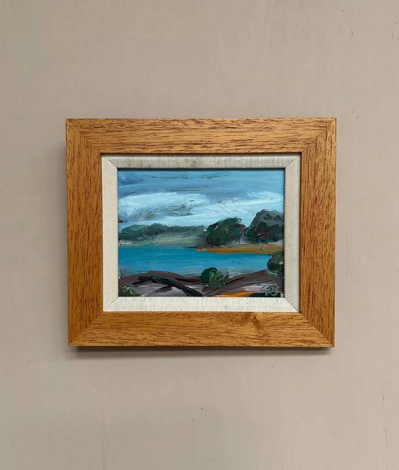 Original Swedish Oil on Panel “Coastal Landscape” by Göran Brunius – Signed