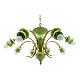 Neoclassical Style 8-Iight Italian Porcelain and Brass Chandelier, 1960s