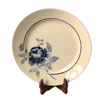Round dish blue flowers Saint-Amand years 30-40