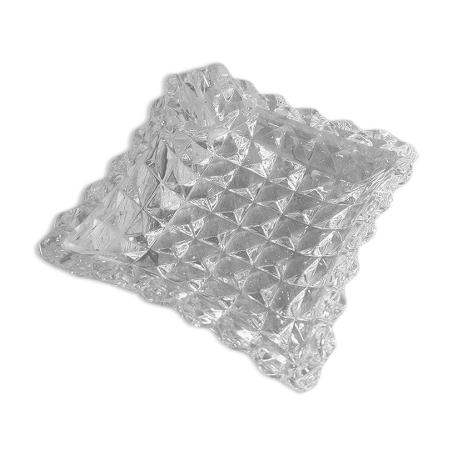 Empty pocket Ashtray Glass Molded tile shape Old Vintage