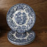 5 Tonquin and Myott English flat plates, Staffordshire blue model
