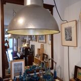 Industrial pendant light, aluminum globe, workshop style