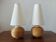 Pair of vintage lamps in rattan and ceramic