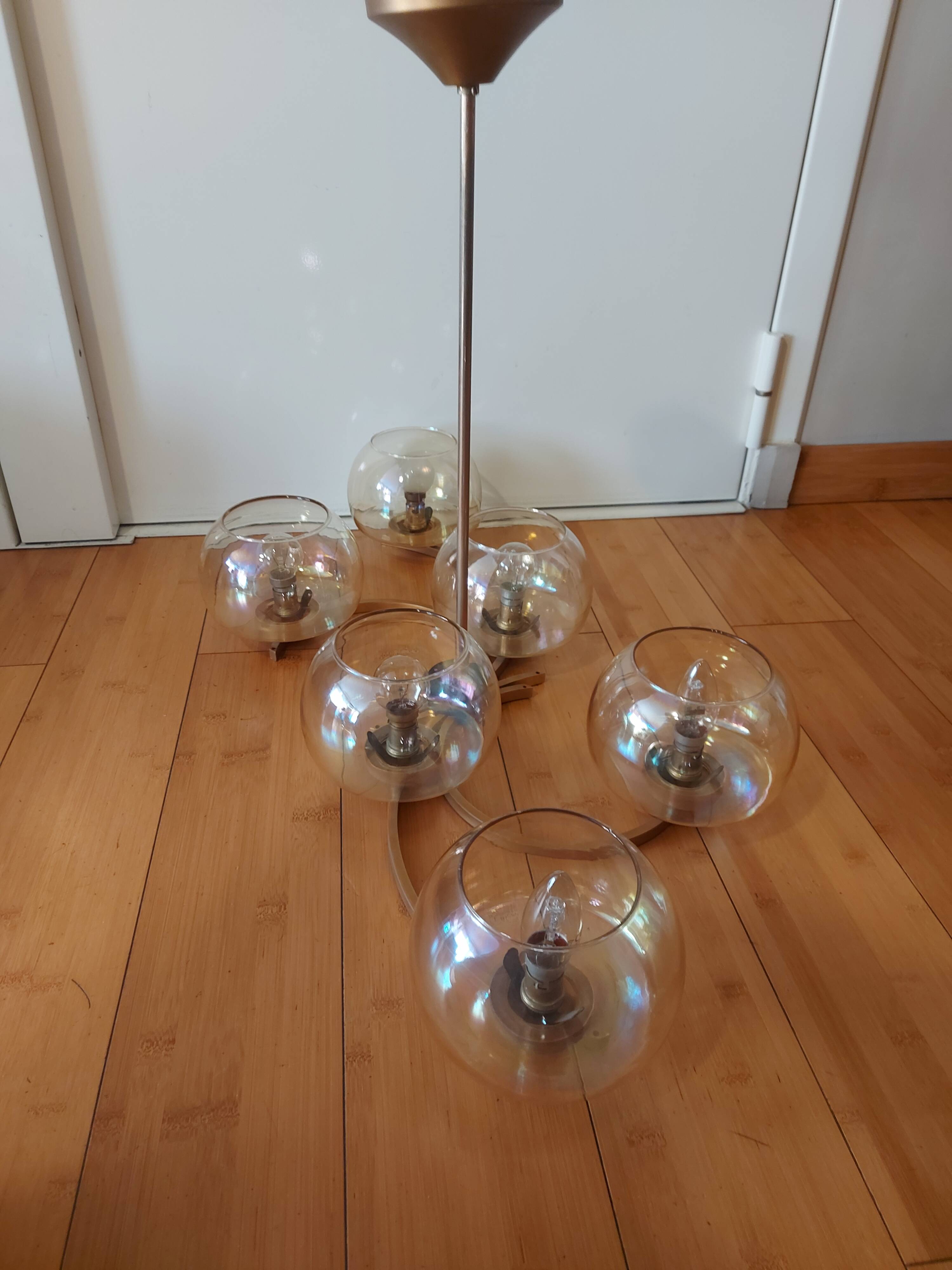 Lustre en laiton doré années 50'S