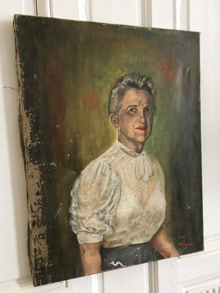 Portrait in oil on canvas XIX th