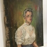 Portrait in oil on canvas XIX th