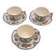 3 cups and 3 numbered Henriot Quimper earthenware saucers