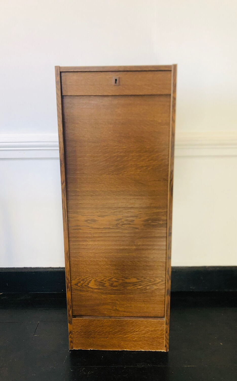 Filing cabinet with a curtain