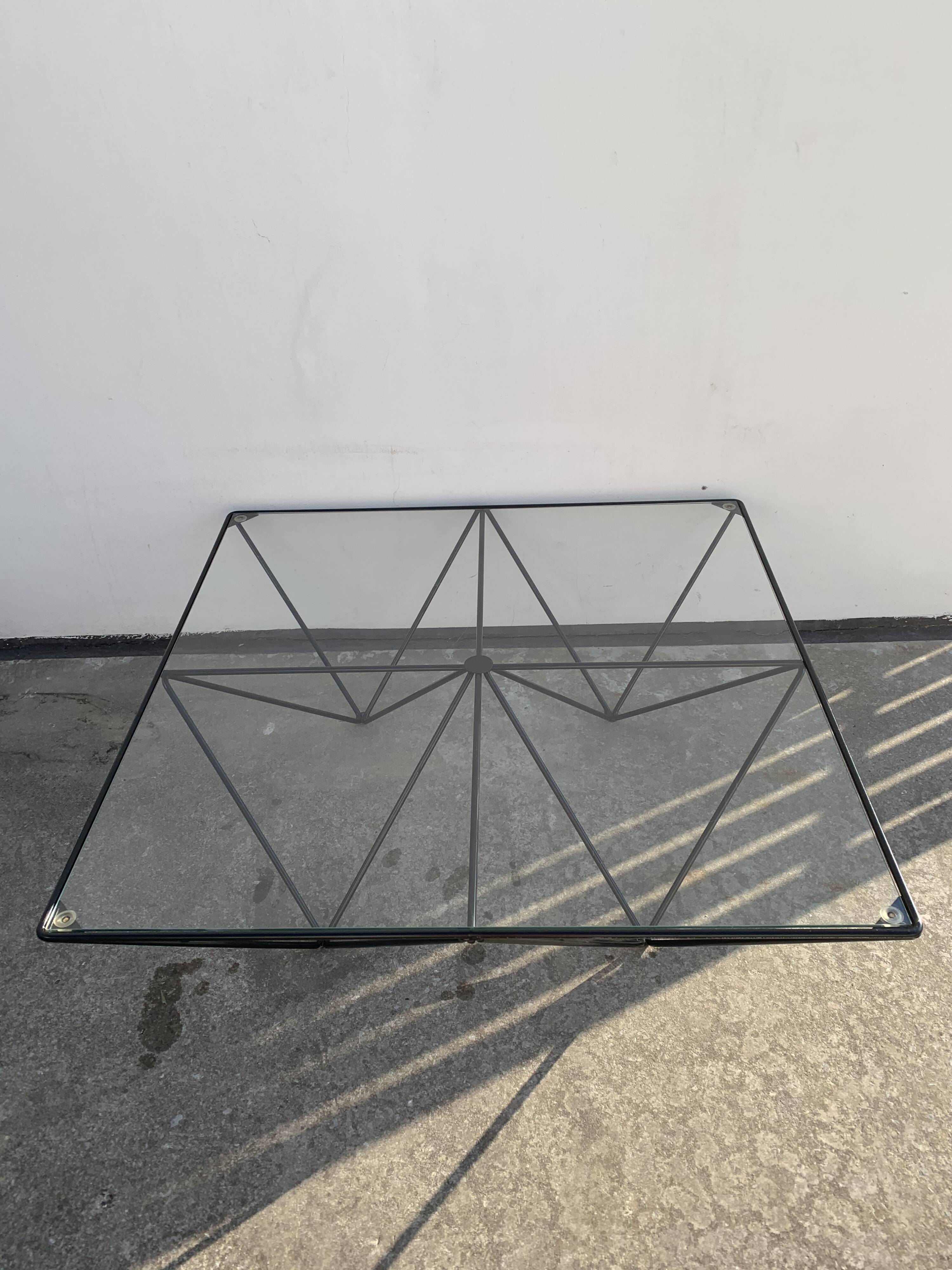 Square coffee table in black tubular steel, 1980