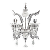 Applique murale en verre de Murano transparent et blanc floral de style vénitien