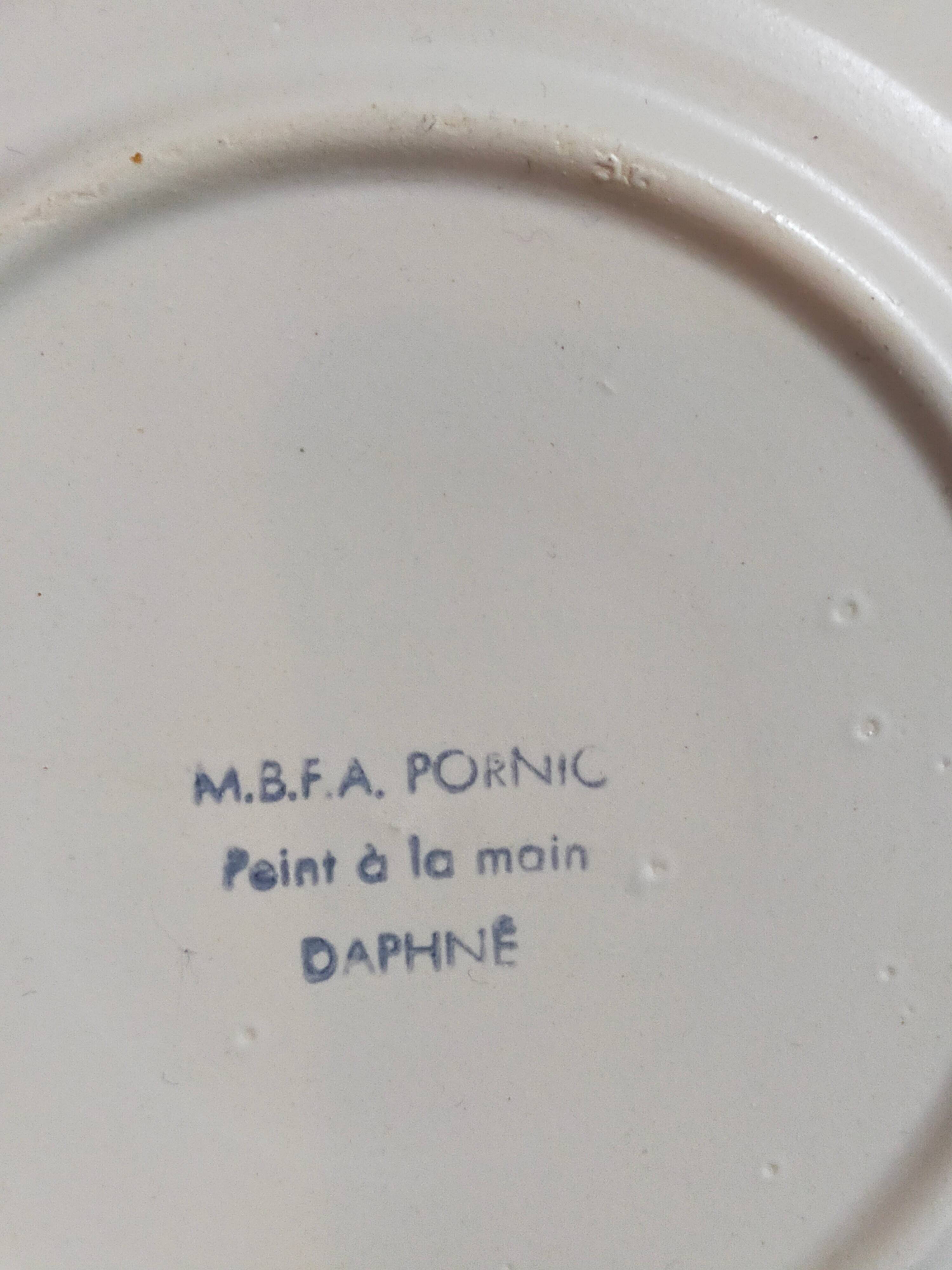 Five vintage MBFA PORNIC ceramic soup plates Daphné service