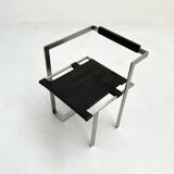 Geometric chair in leather and chrome, 1980s
