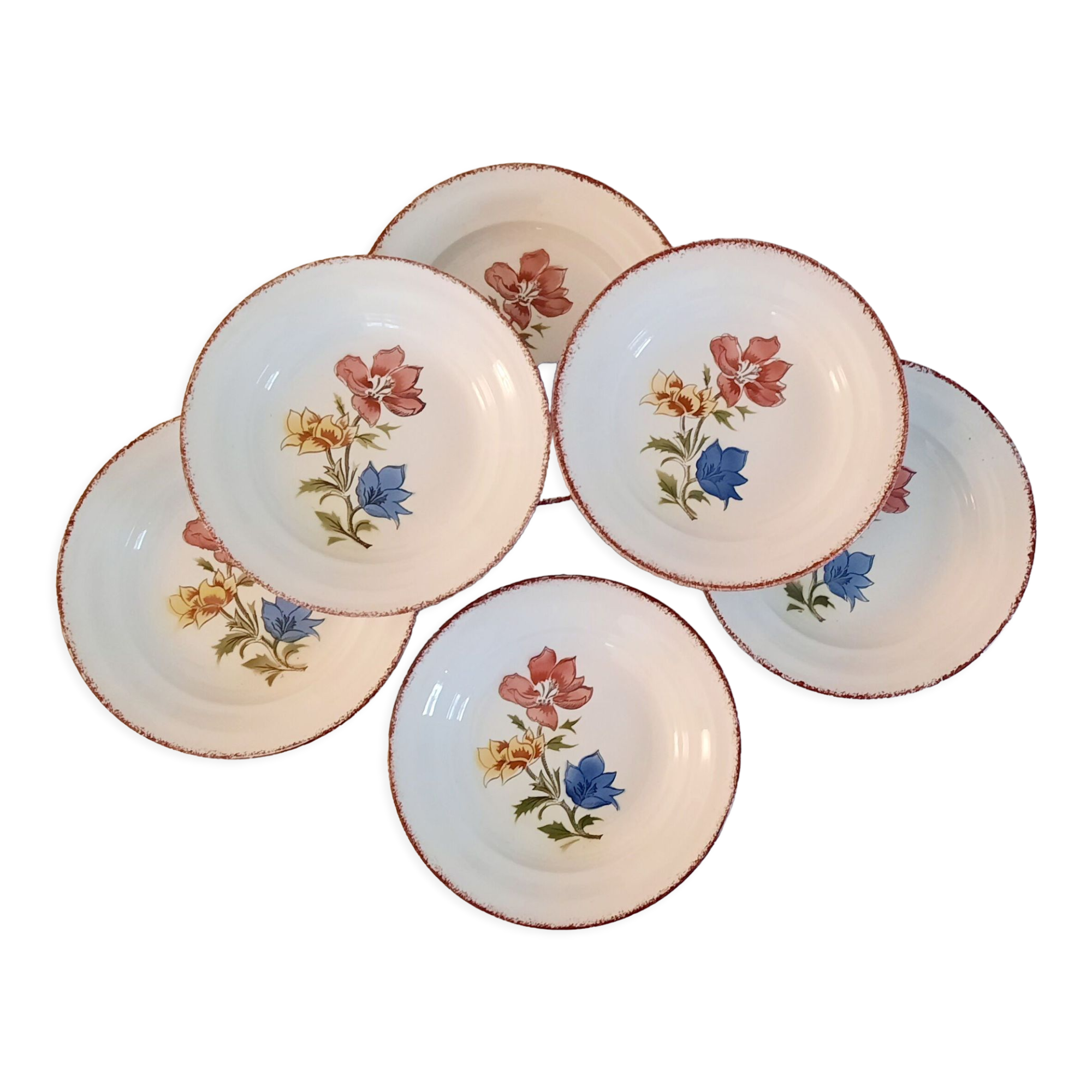 Hollow earthenware plates from Saint Amand Ceranord Vintage Maïté Model