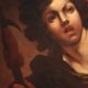 Antique French painting from the 18th century, portrait of a soldier