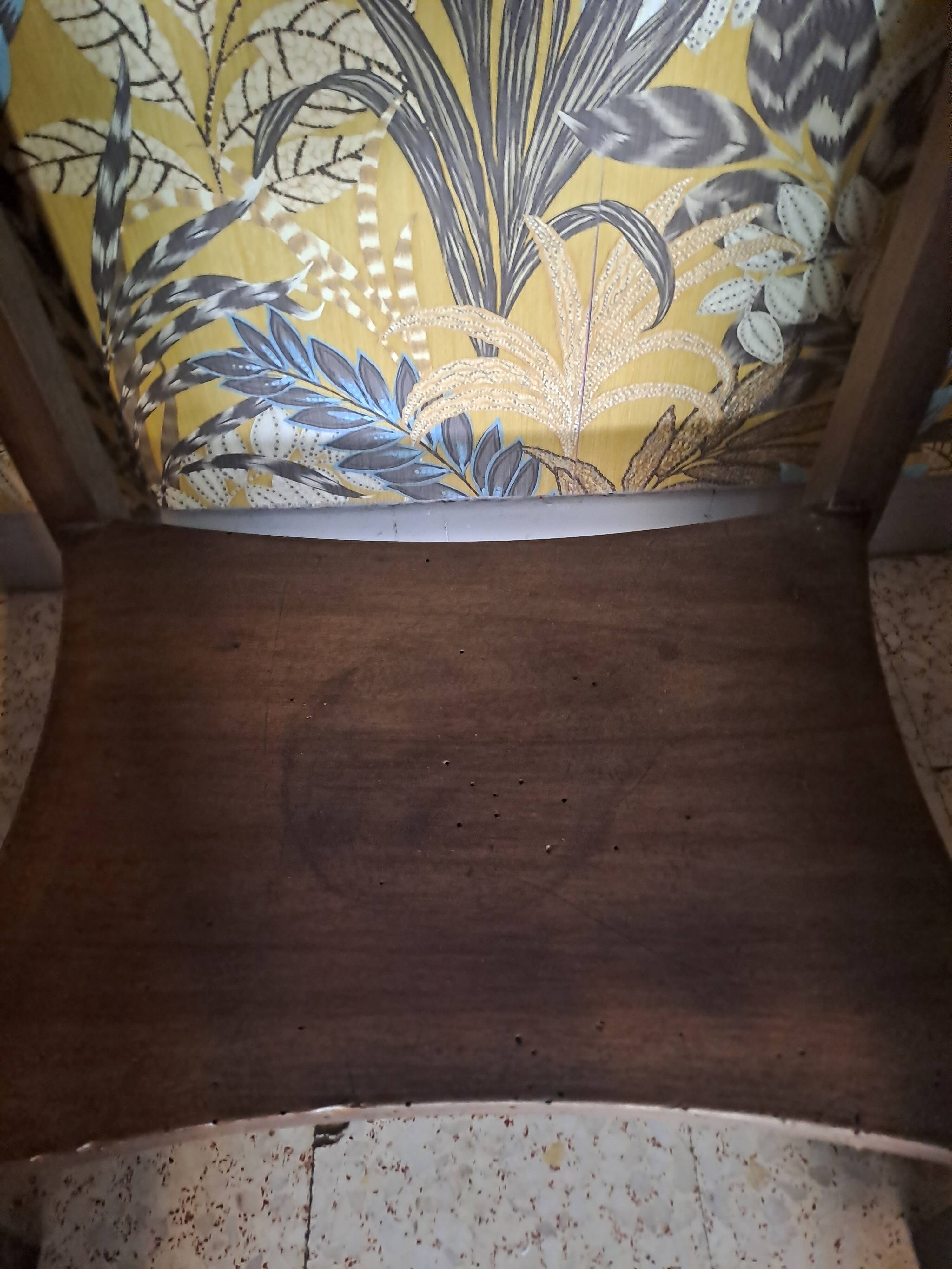 Vintage wood console side table with flap, Art Deco style