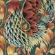 Wall tapestry - Framed vintage 70s canvas - Long-feathered rooster