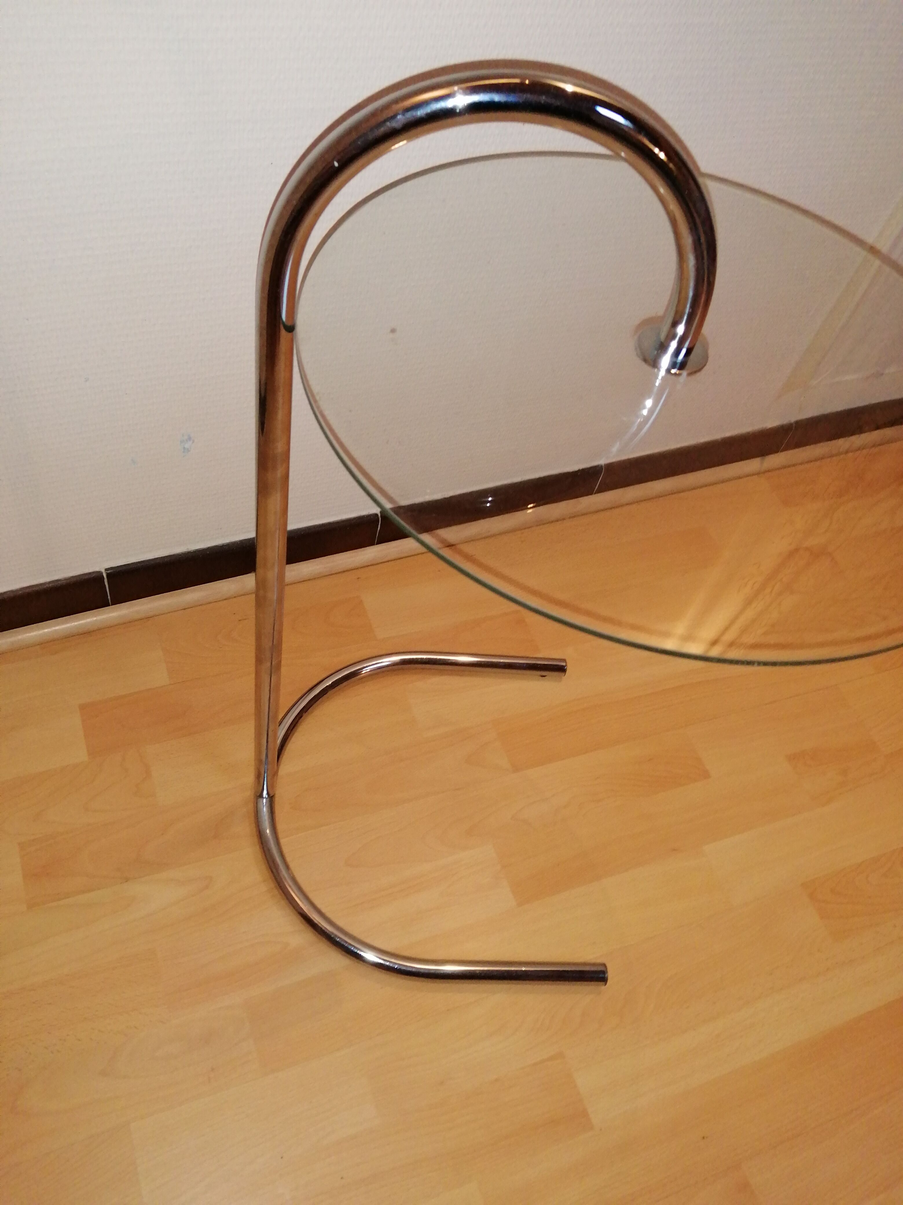 Side table in glass and chrome vintage Ikea model S17 from 1980