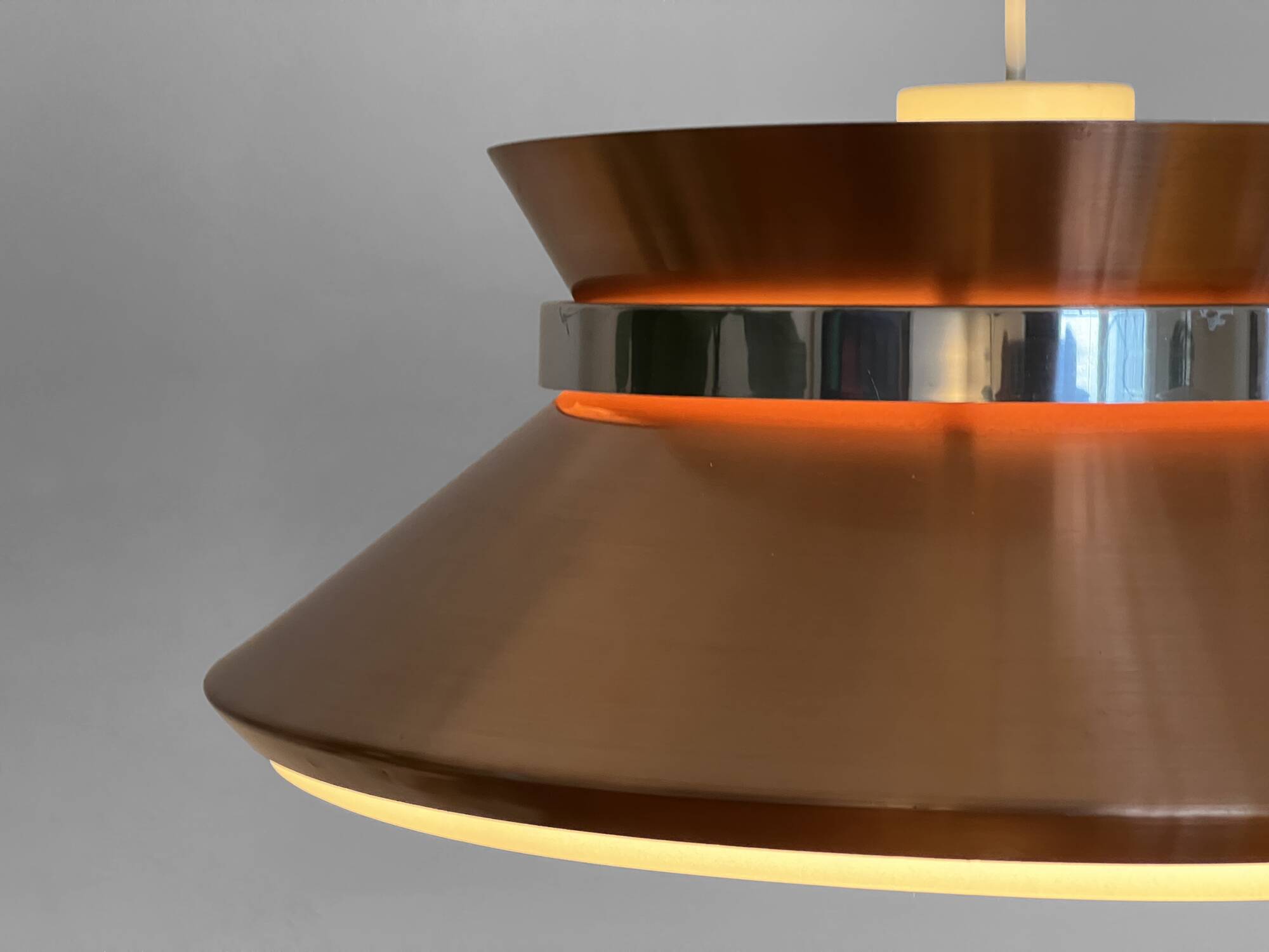 Copper colored aluminium pendant light by Carl Thore for Granhaga Metall. Sweden 1970s
