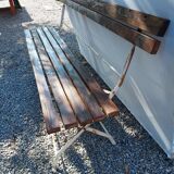 Banc de jardin pliant en fer forgé et bois