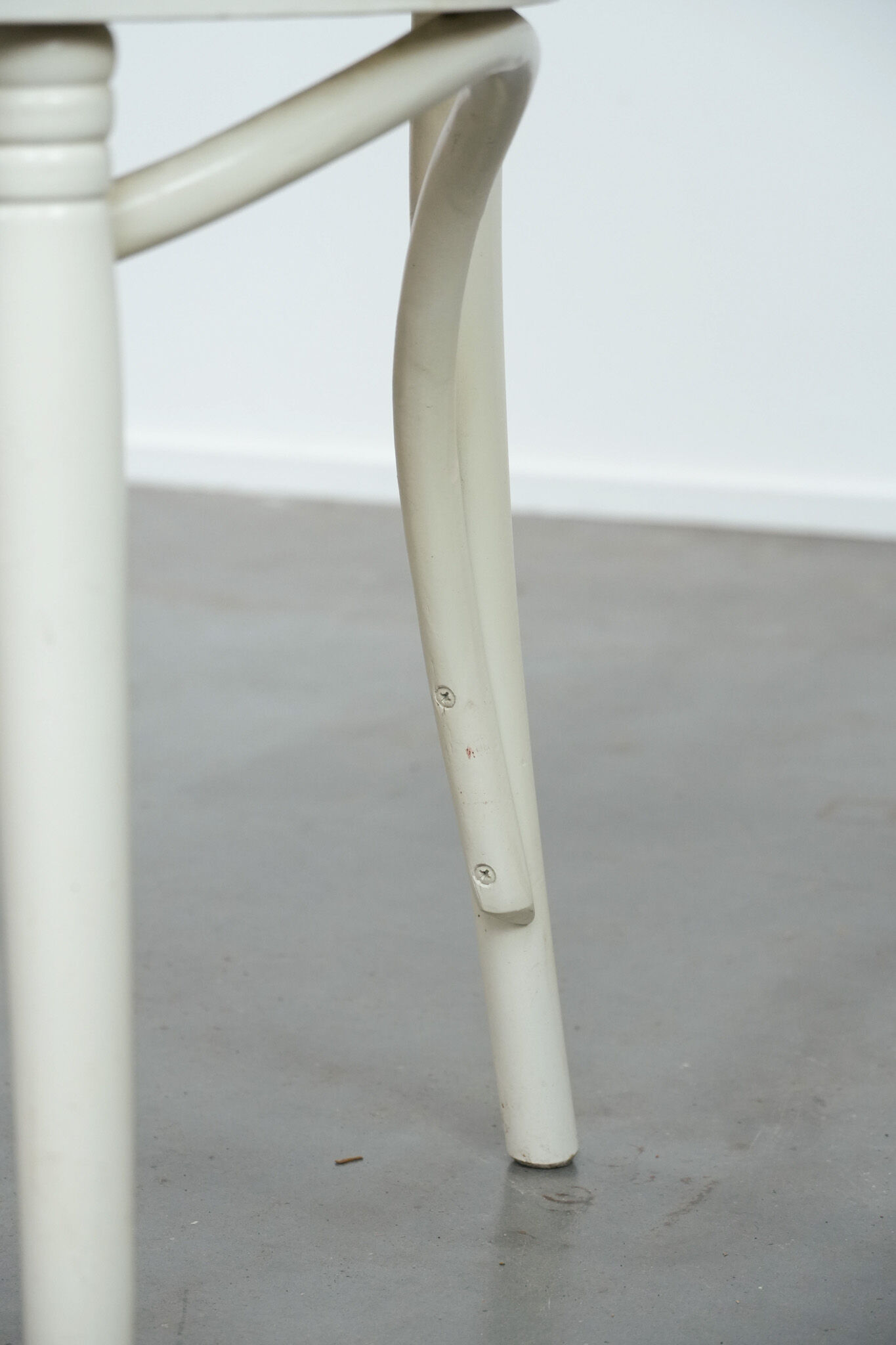 Vintage white bistro chair with armrests in Thonet style