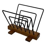 Vintage Reading Basket Steel Oak Magazine Rack 50's design