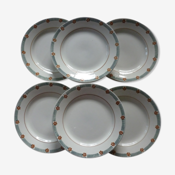 6 St Amand earthenware dinner plates