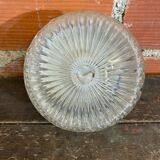 Vintage Black Metal Support + Moulded Glass Ceiling Light Fixture