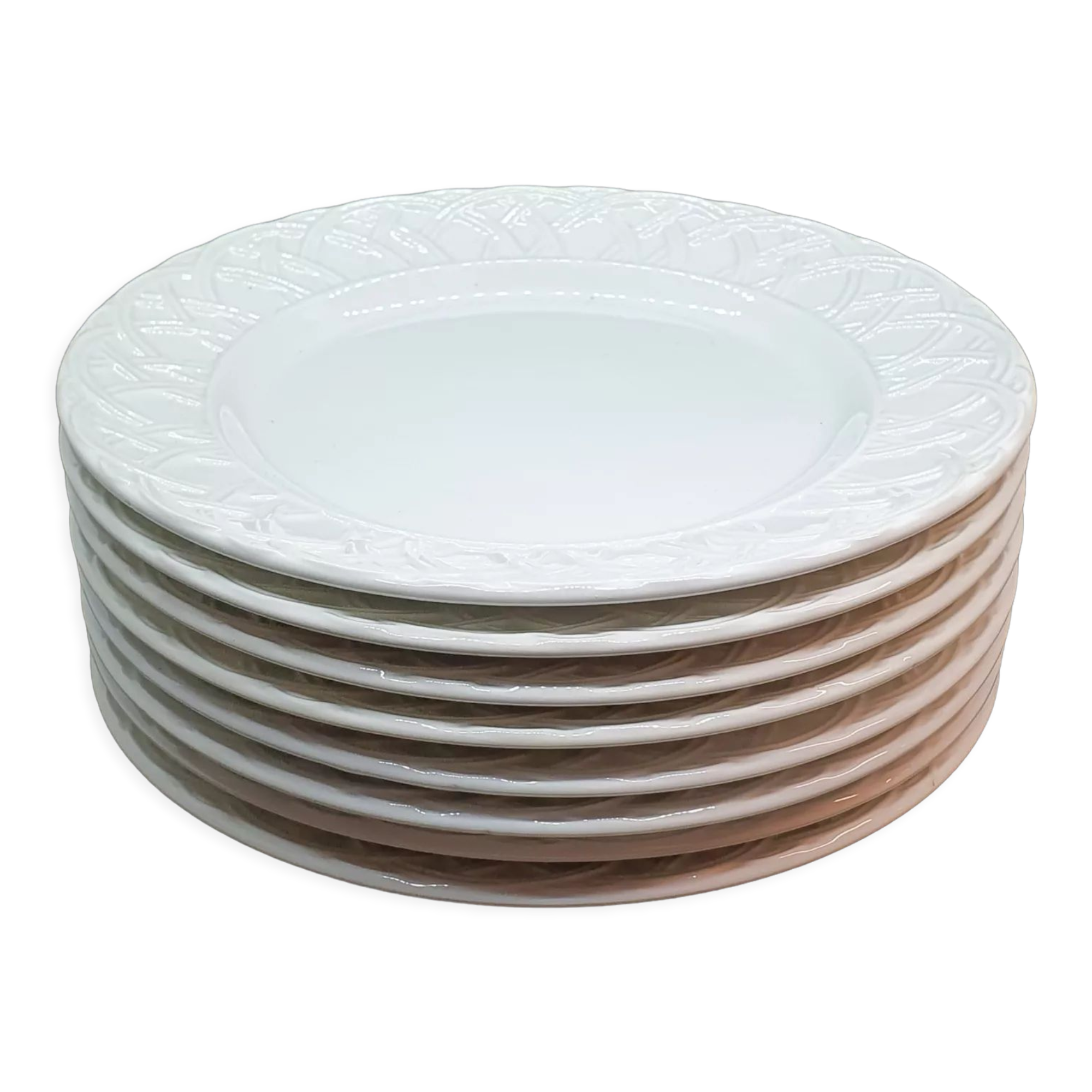 8 white ceramic plates