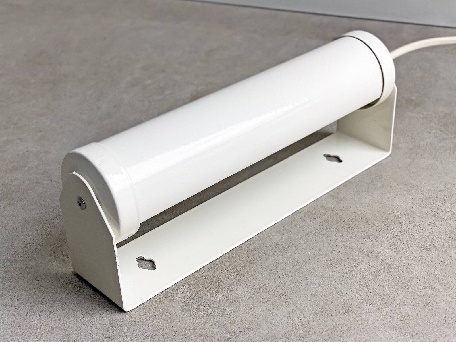 Vintage white metal bed lamp / wall sconce, Post Modern cylindrical wall lamp