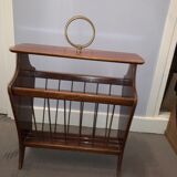 Newspaper holder vintage magazine year 60 mahogany brass