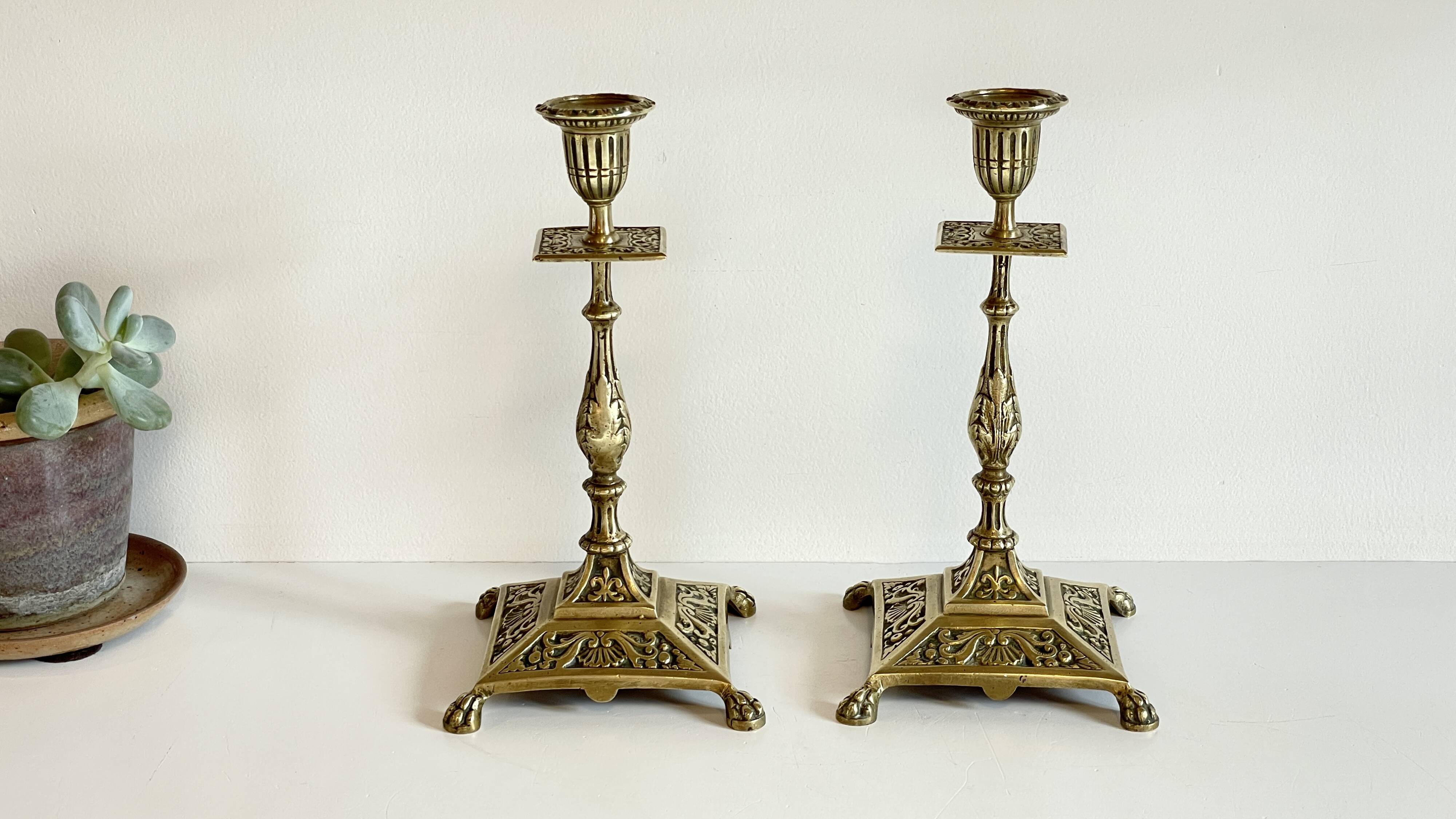 Antique Lion's Paw Candlesticks