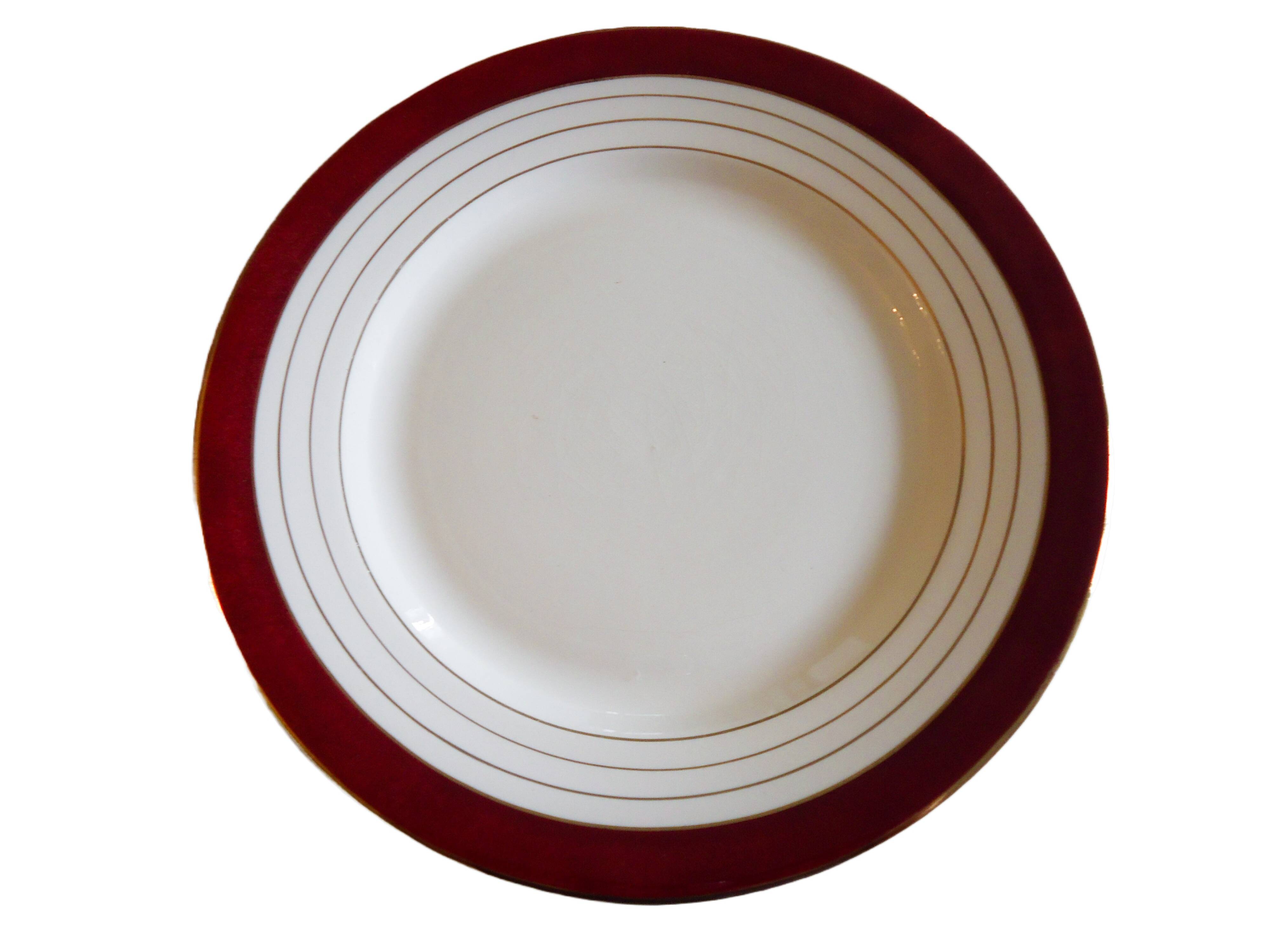 Flat plates opaque porcelain Digoin Sarreguemines model Pasteur