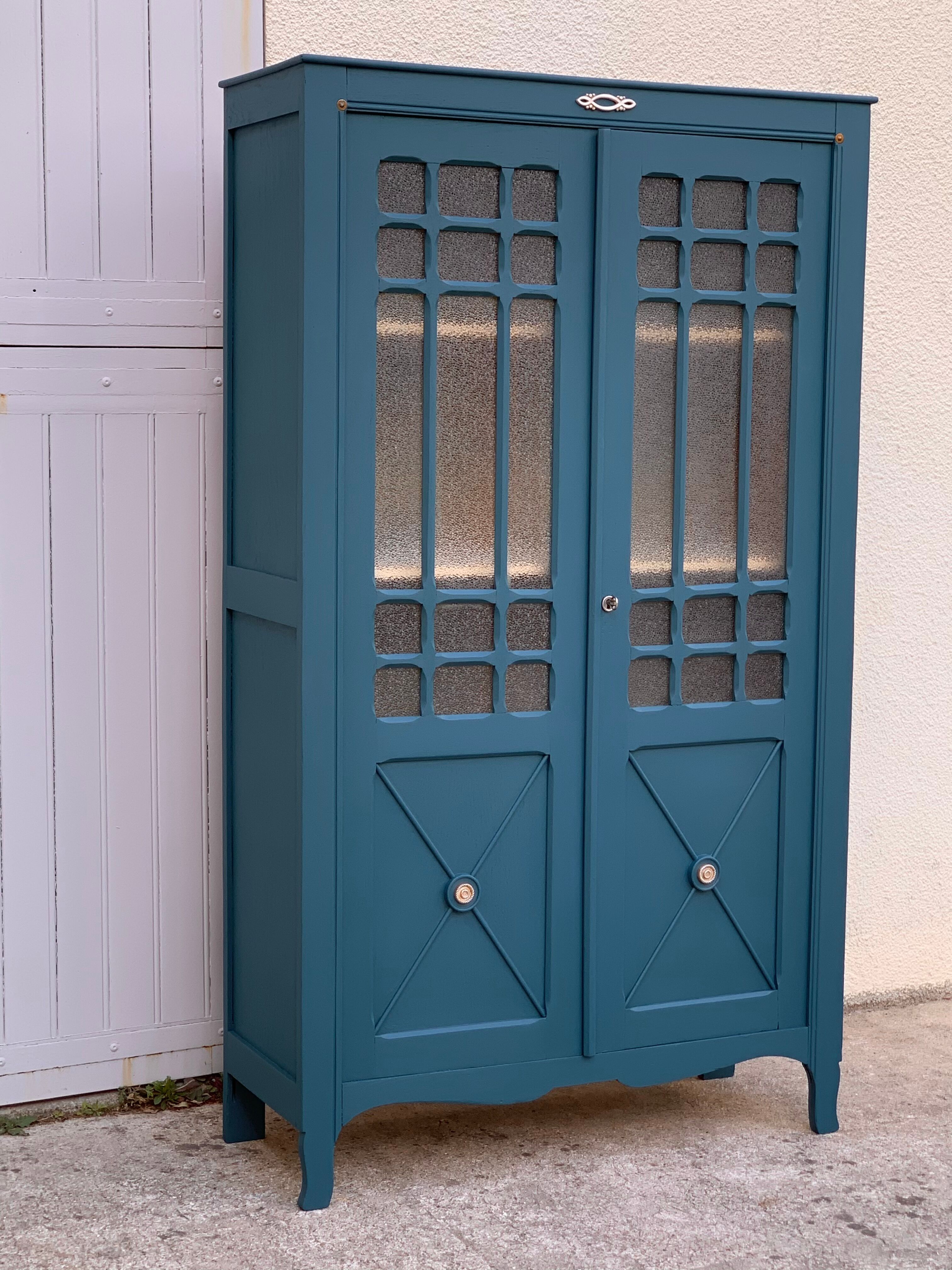 Glass-glazed Parisian wardrobe 1950