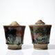 Duo de pots artisanaux en grès japonisants Studio Poterie signés, 1980-90