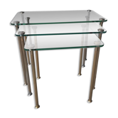 Tables gigognes laiton et verre