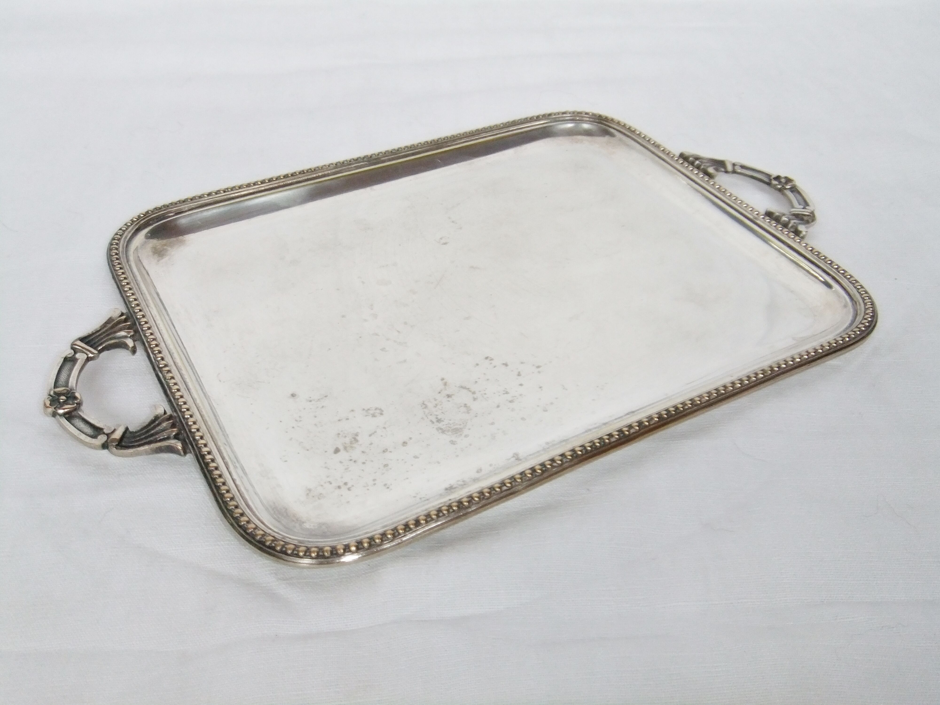 Serving tray with liqueur or other silver metal old art nouveau hallmark