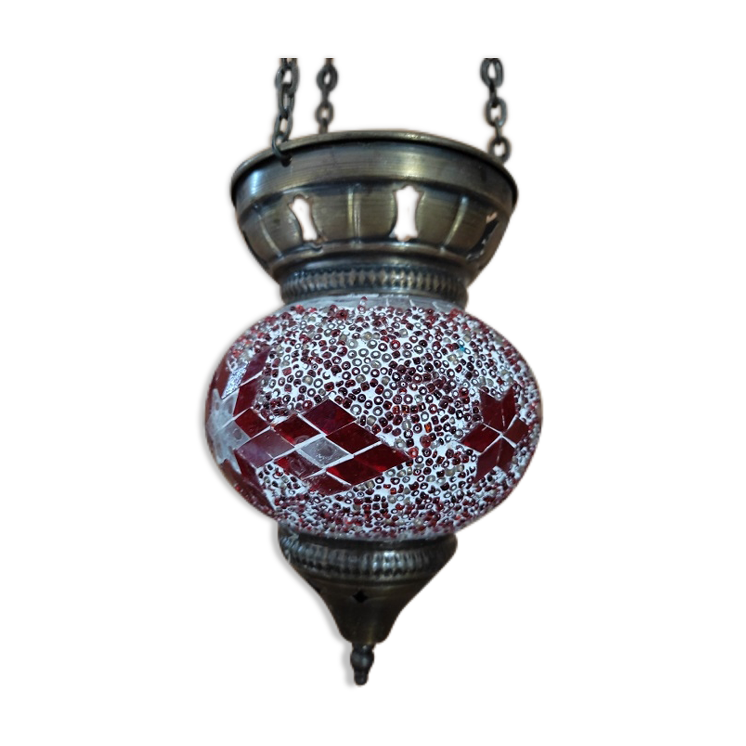 Glass mosaic pendant lamp Brass luminaire flea marketespridantan