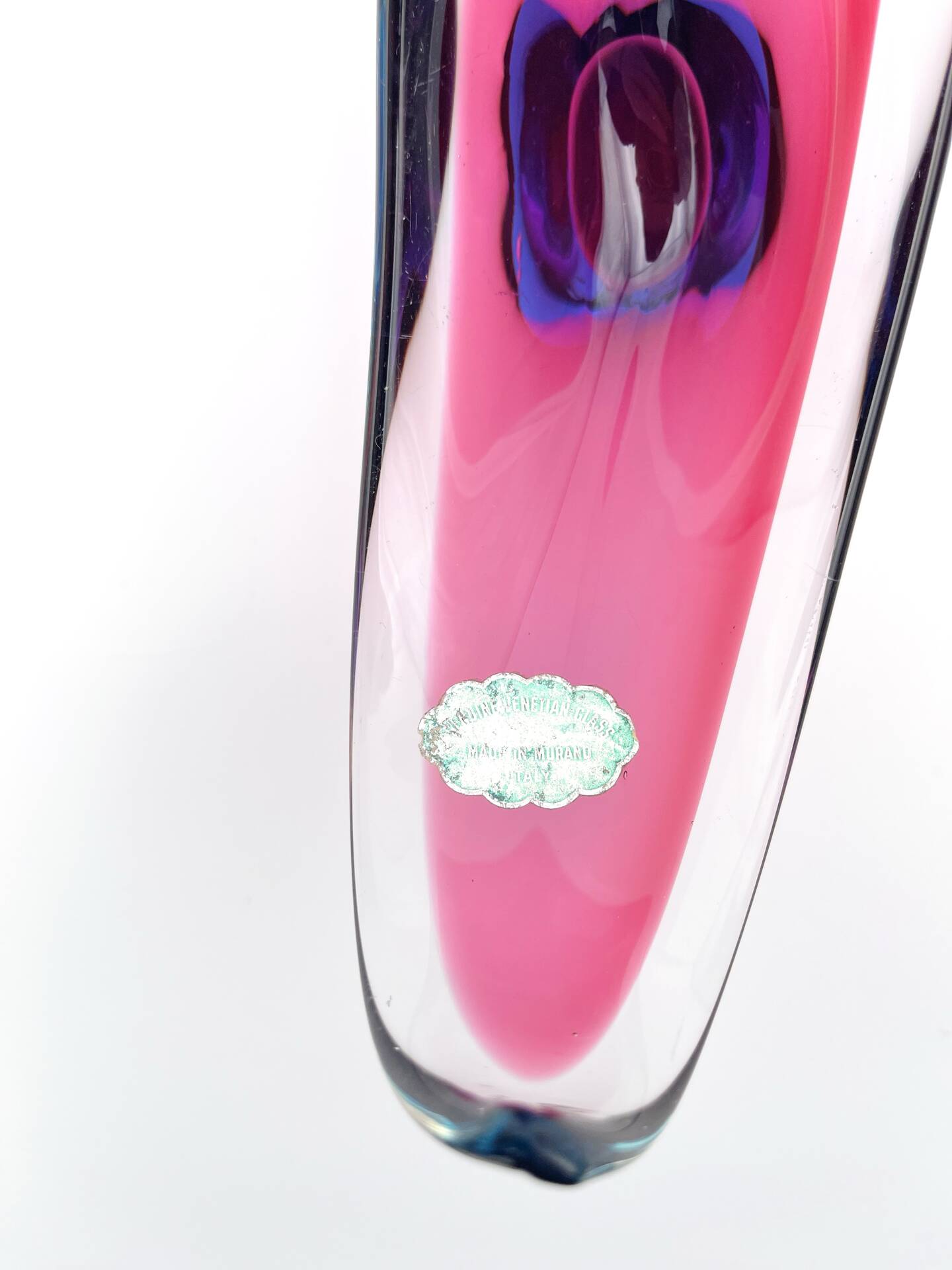 Murano Crystal Sommerso Fuchsia Turquoise Gondola Cup 19cm
