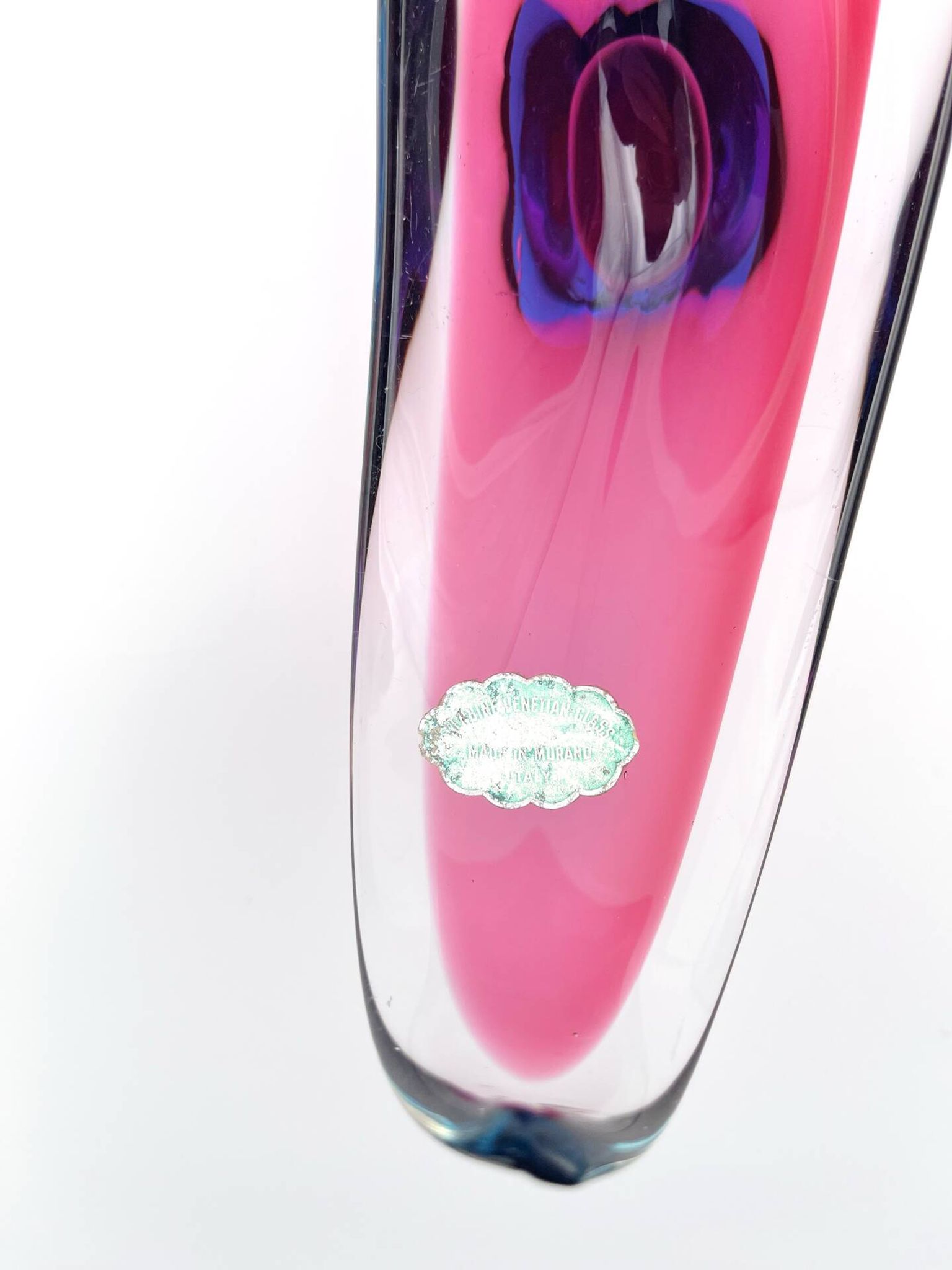 Murano Crystal Sommerso Fuchsia Turquoise Gondola Cup 19cm